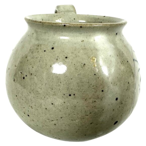 Hand Crafted Artist Signed Pottery Round Coffee Mug Blue Floral Highlight-Mint! - Picture 4 of 6